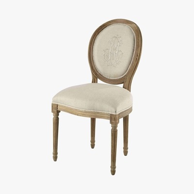 Maisons du Monde LOUIS - Medallion chair in beige linen and greyed oak