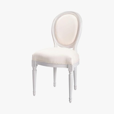 Maisons du Monde LOUIS - Oval backed chair in white wood and ivory cotton