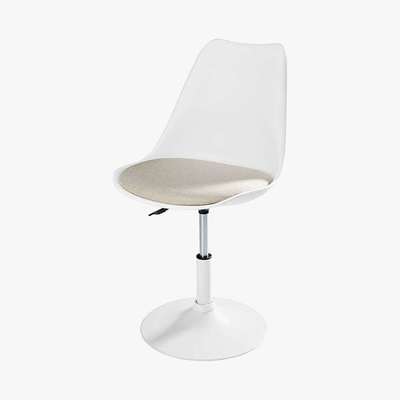 Maisons du Monde CIRCLE - Matte white metal and beige fabric chair