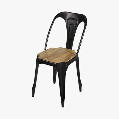 Maisons du Monde MULTIPL'S - Industrial Matte Black Metal and Mango Wood Chair