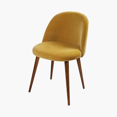 Maisons du Monde Mustard Yellow Velvet and Birch Vintage Chair Mauricette