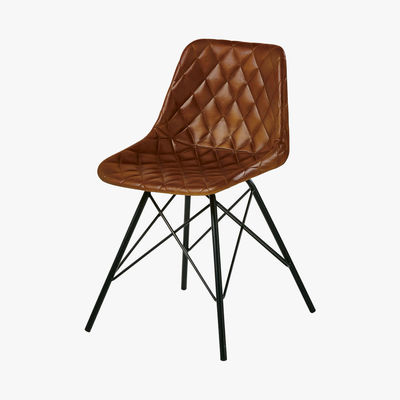 Maisons du Monde AUSTERLITZ- Tufted Brown Leather Industrial Chair