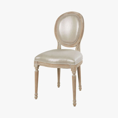 Maisons du Monde LOUIS - Silver Linen and Solid Oak Medallion Chair