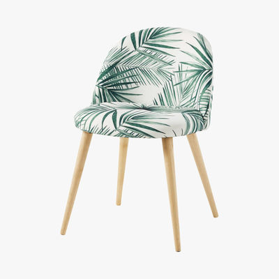 Maisons du Monde MAURICETTE - Solid Birch and Palm Leaf Print Chair