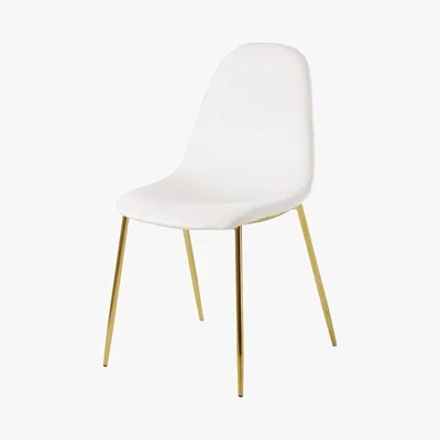 Maisons du Monde CLYDE - White Velvet and Gold Metal Scandinavian Chair