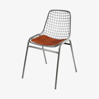 Maisons du Monde PICPUS - Camel calfskin and metal chair