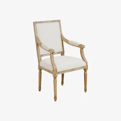 My Furniture Rosselle French Limed Oak Rectangular Back Dining / Occasional Armchair