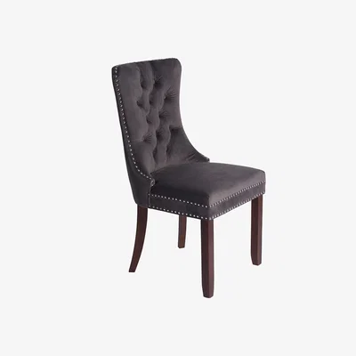 My Furniture Antoinette Smoke Grey Dining Chair - Walnut Legs