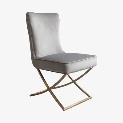 My Furniture Wexler Dining Chair Dove Grey -Brass Base