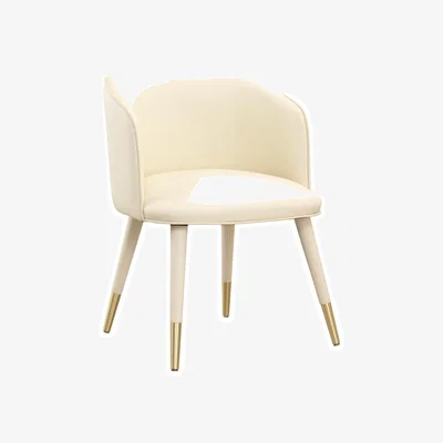 My Furniture Bellucci Dining Chair - Cream Faux Leather – Brass Caps