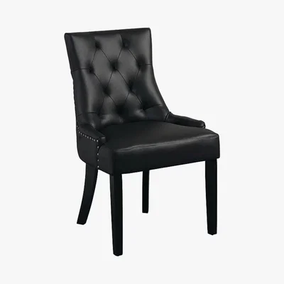 My Furniture Torino Dining Chair with Back Ring - Black PU Leather