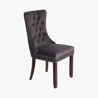 My Furniture Antoinette Smoke Grey Dining Chair - Walnut Legs