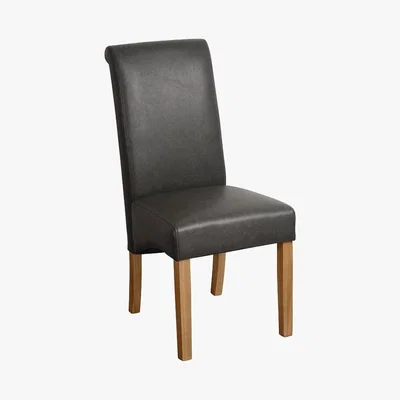 My Furniture Set of 2 AMALFI Dining Chair - Dark Grey Faux Leather