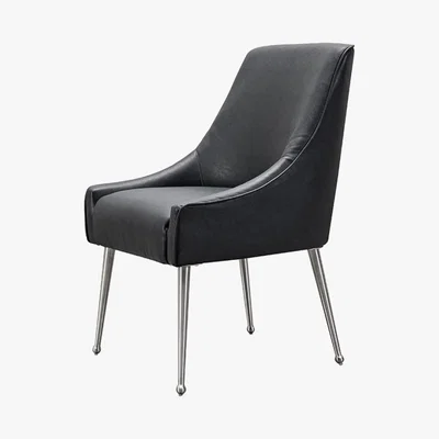 My Furniture Mason Dining Chair Black Faux Leather - Brushed Silver Legs