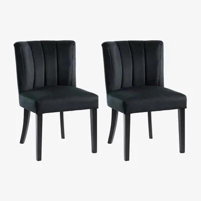 My Furniture Set of 2 Hatfield Dining Chairs - Black Velvet              