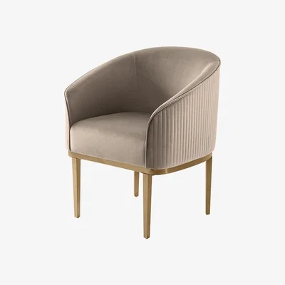 My Furniture Ella Dining Chair - Taupe - Brass Base