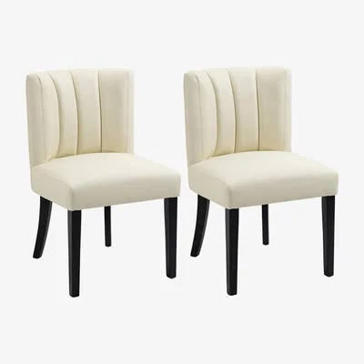 My Furniture Set of 2 Hatfield Dining Chair - Cream Faux leather