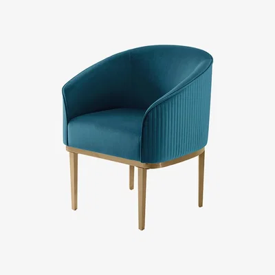 My Furniture Ella Dining Chair - Peacock - Brass Base