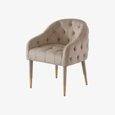 My Furniture Sophia Dining Chair - Taupe - Brass caps