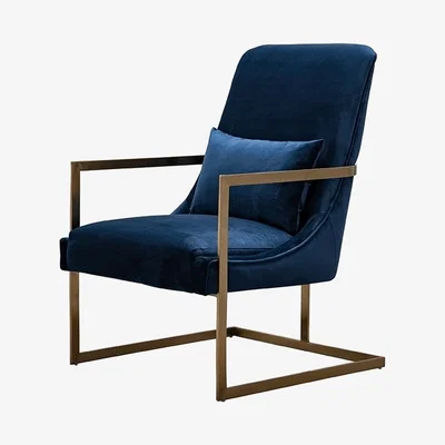 My Furniture Vantagio Lounge Chair - Navy Blue - Brushed Gold base
