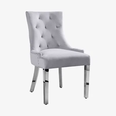 My Furniture Torino Dove Grey Dining Chair with Stainless Steel Legs