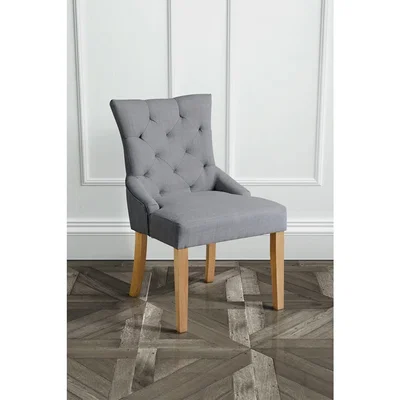 My Furniture Torino Grey Upholstered Scoop Back Dining Chair with Natural Legs