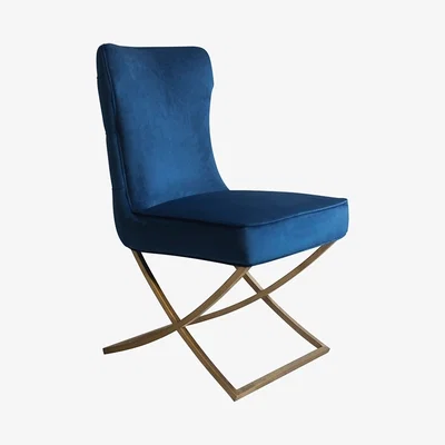 My Furniture Wexler Dining Chair Navy -Brass Base