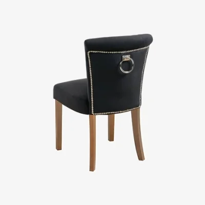 My Furniture Positano Dining Chair with Back Ring - Black Velvet Natural legs