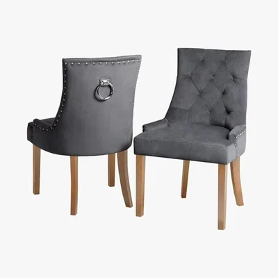 My Furniture Torino Dining Chair with Back Ring - Smoke - Natural wood finish