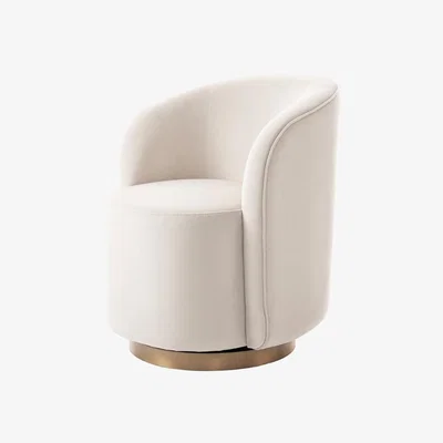 My Furniture West End Swivel Dining Chair - Chalk - Brass Base