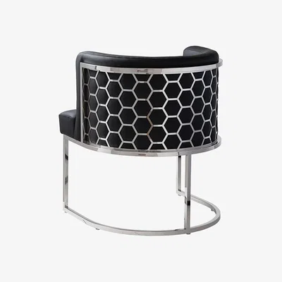My Furniture Alveare Dining Chair Silver – Black Faux Leather