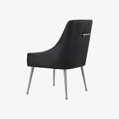 My Furniture Mason Dining Chair Black Faux Leather - Brushed Silver Legs