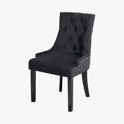 My Furniture Torino Dining Chair with Back Ring - Black Velvet - Legs in black finish