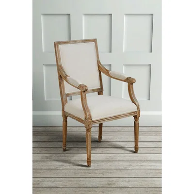 My Furniture Rosselle French Limed Oak Rectangular Back Dining / Occasional Armchair