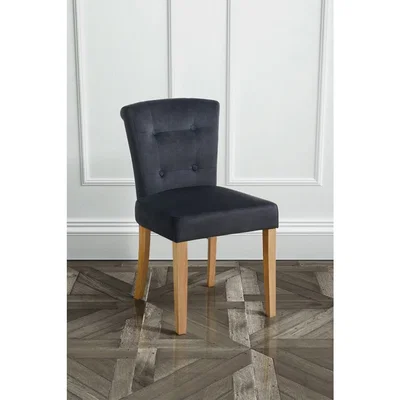My Furniture Positano Dining Chair with Back Ring - Black Velvet Natural legs