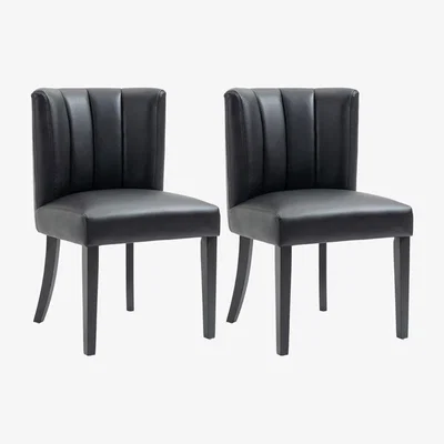 My Furniture Set of 2 Hatfield Dining Chair - Black Faux Leather