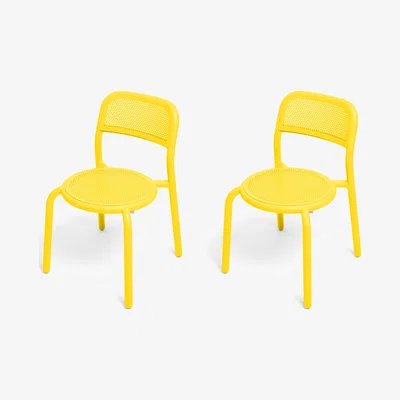 Made in Design Toní Stacking chair - / Set of 2 - Perforated aluminium by Fatboy Yellow