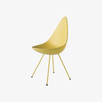 Made in Design Drop Chair - / Plastic shell - Reissue 1958 by Fritz Hansen Yellow