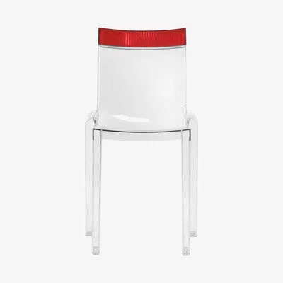 Made in Design Hi Cut Stacking chair - Transparent polycarbonate by Kartell Red/Transparent