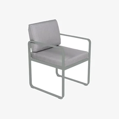 Made in Design Upholstered dining chair Bellevie metal textile / Dining chair - Grey-white fabric - Fermob