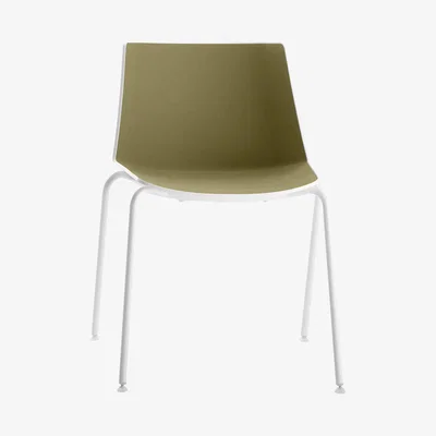 Made in Design Aiku Stacking chair - / Metal round legs by MDF Italia White/Green