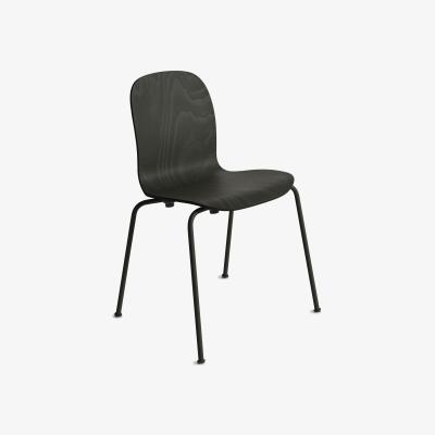 Made in Design Tate Color Stacking chair - / Jasper Morrison, 2012 - Wood by Cappellini Black