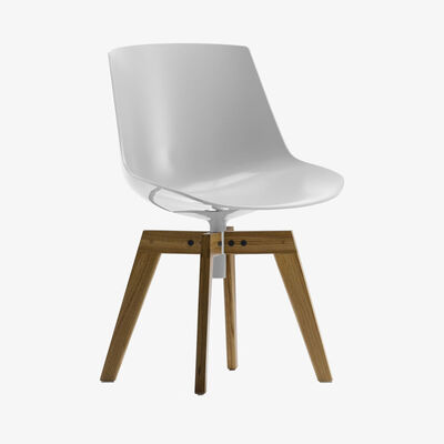 Made in Design Flow Swivel chair - 4 oak legs by MDF Italia White/Natural wood