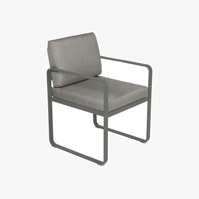 Made in Design Bellevie Upholstered dining chair metal textile beige / Grey-taupe fabric - Fermob