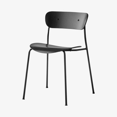 Made in Design Pavilion AV1 Stacking chair - / Lacquered wood by &tradition Black