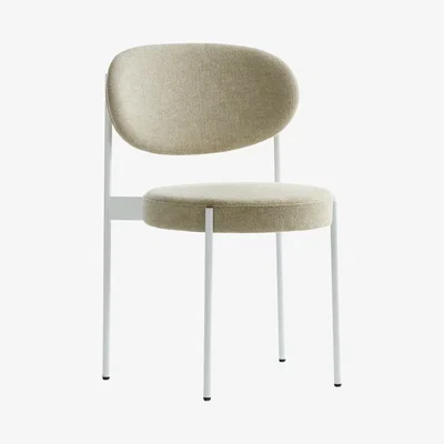 Made in Design Chaise Serie 430 Padded chair - / Fabric - Verner Panton (1967) by Verpan White/Beige