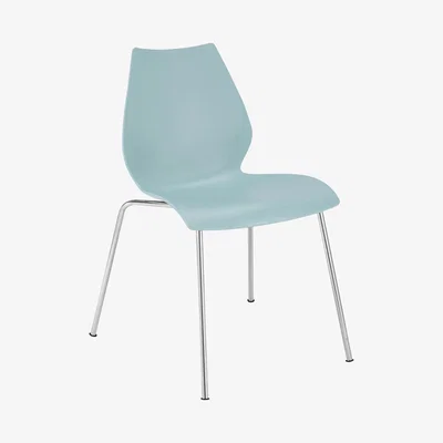 Made in Design Maui Stacking chair - Plastic seat & metal legs by Kartell Blue
