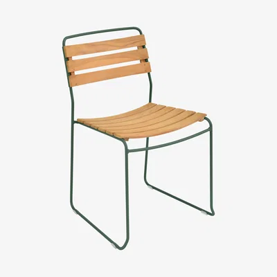 Made in Design Surprising Stacking chair - / Wood & metal by Fermob Green/Natural wood