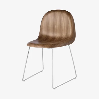 Made in Design 3D Chair - Walnut shell & metal legs by Gubi Natural wood