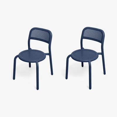 Made in Design Toní Stacking chair - / Set of 2 - Perforated aluminium by Fatboy Blue
